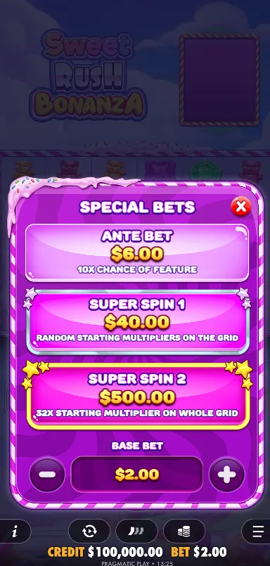 Sugar Rush Bonanza ante bet